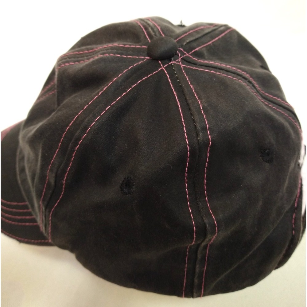 womens‎ MOSSY OAK distressed cap, black w colorfull plaid on bottom - Picture 3 of 10